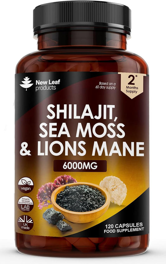 Shilajit, Seamoss & Lions Mane Capsules 6000mg